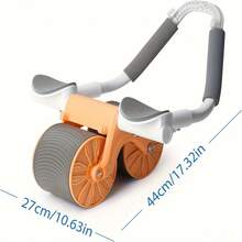 Rueda de rebote automática Rodillos portátiles para entrenamiento de fuerza de núcleo Equipo de fitness para el hogar para abdominales y músculos del núcleo, equipo de entrenamiento en casa Construcción robusta Equipo de entrenamiento duradero, rodillo de abdominales, sin batería - Naranja - Ver 3