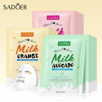 3 piezas Máscara de la serie de leche y frutas, parche hidratante y nutritivo