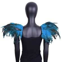 Hombreras de estilo gótico unisex de tamaño mediano con plumas sintéticas negras para fiesta de Navidad roja y carnaval, hechas de fibra de poliéster, perfectas para cosplay - A - Ver 7