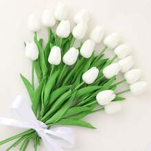 3/5/10/150pcs 13.77 Inch Artificial Tulip Flowers Decor For Home, Living Room, Bedroom, Vibrant And Lifelike Fake Tulip Bouquet - Suitable For Elegant Home And Office Decor, Ideal For Special Occasions And Gifts, Perfect For Weddings And Home Decoration. - White - View 1