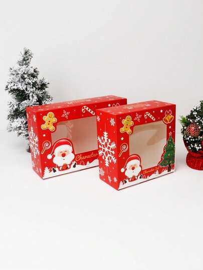 12 件圣诞窗口 4/6 纸杯蛋糕盒，棕色圣诞糖果盒，纸杯蛋糕包装盒，圣诞礼品盒，适用于蛋挞、饼干、糖果、零食、节日、派对