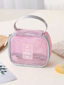 Lightweight Mesh Cosmetic Bag, Large Capacity Elegant Toiletry Bag, Portable Multi-Function Storage Pouch, Multi-Purpose Travel Toiletry Bag - Multicolor - View 1