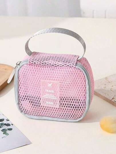 Lightweight Mesh Cosmetic Bag, Large Capacity Elegant Toiletry Bag, Portable Multi-Function Storage Pouch, Multi-Purpose Travel Toiletry Bag