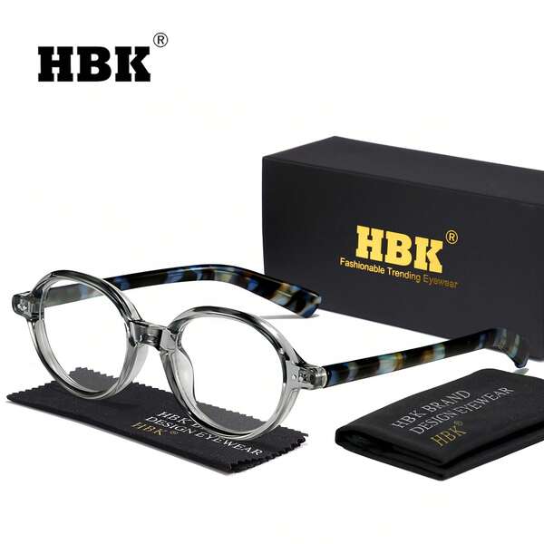 HBK Occhiali da vista in stile vintage, montatura in TR90 spessa, forma ovale, casual e semplice, lenti trasparenti, adatti come accessori fotografici, regali di compleanno, occhiali da strada