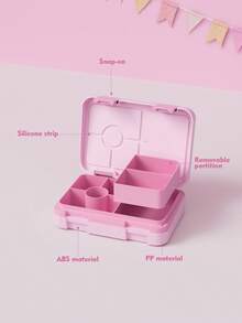 Bento Lunch Box – Leakproof Lunch Container With 5 Compartments, Reusable Meal Prep Snack Box, Portion Control Lunchbox For Kids & Adults, School, Office, Travel & Picnic Food Storage (Pink Bow) - Pink - View 4
