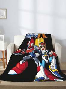 Megaman X Tshirt Men Plush Fuzzy Fleece Throw Blanket Extra Large, Super Soft, Fluffy And Warm Blankets For Couch, Bed, All Season Use (80x60 Inches,Black) - Black - View 4