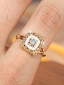 Tsnamer 1 件复古珍珠母戒指完美周年纪念礼物结婚戒指个性戒指承诺戒指珠宝礼物