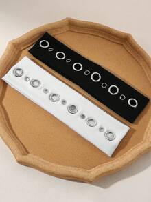 1条Y2K街头风镂空金属朋克宽发带，适合日常生活、外出、装饰和造型，是女士秋季发饰、运动头巾、健身头巾、柔软头巾和发带的理想之选。 - 彩色 - 查看 5