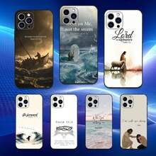 Funda de Teléfono con Verso Bíblico de Jesús Compatible con  16,15,14,13,12,11 Plus, Pro Max, XS, X, XR, SE, Mini, 8, 7, Funda Negra de Silicona Suave, Funda Compatible con  17, Funda  17 Pro, Funda  17 Pro Max - z4 - Ver 3