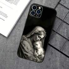 Funda de Teléfono Virgen María Virgen de Guadalupe Compatible con Apple  15,14,13,12,11,XS,XR,X,8,7,Pro,Max,Plus,mini Funda de Silicona Negra, Funda Compatible con  17, Funda  17 Pro, Funda  17 Pro Max - z3 - Ver 10