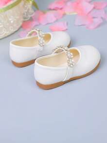 2025 New Arrival. Girls' Shoes, Baby Square Toe Shoes - Stylish: Pure White Color Scheme, Decorated With Exquisite Flowers And Pearls, Sweetly Elegant, Easily Adding A Highlight To The Outfit, Satisfying Children's Pursuit Of Cuteness And Beauty. - Comfortable To Wear: The Shoe Shape Fits Children's Feet, Soft Material, Provides Good Support And Care For Little Feet, Children Can Wear Them For A Long Time Without Feeling Tired. - White - View 8