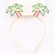 Lively Tropical Element Headband, Pineapple & Palm Tree Rhinestone Design Headpiece, Beach Vacation Theme Attention-Grabbing Accessory