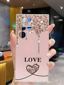 粉色1件装高级闪光爱心透明软手机壳，兼容三星Galaxy A04e/12/A13/A14/A34/A50/A52/A53/A54/S21/S22/S23/S24/S25/S25 Ultra，礼品 - 無色 - 查看 6