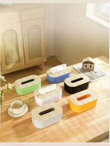 Modne pudełko na chusteczki z drewnianą pokrywką, pudełko do przechowywania akcesoriów biurkowych, kreatywny uchwyt na chusteczki do twarzy w domu i salonie