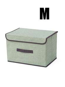 2pcs Desktop Storage Boxes, Fabric Finishing Boxes For Dormitory Clothes, Toys, Books, Snacks And Sundries, Linen Foldable Storage Containers, For Home Use - Multicolor - View 24