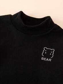 2pcs/Set Young Boys Pajamas Bear Print Long Sleeve Tops Turtleneck, Fall Outfits Underwear & Sleepwear Suit For Autumn/Winter