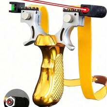 1 件高精度专业户外弹弓，带可调瞄准器，适合成人练习和娱乐，便携式弹弓（橡皮筋颜色随机）