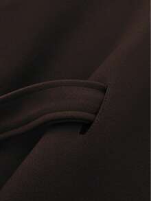 Women's Solid Color Front Button Tie Waist Woolen Cloak, Casual & Date Wear, Autumn/Winter Overcoat - Brown - View 9