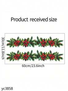 1 pieza, Decoración festiva navideña, Pegatina de pared autoadhesiva de PVC, Estilo moderno, Diseño de guirnalda, hoja, campana y flor para Navidad, Removible y reutilizable, Para el hogar, sala de estar, dormitorio, cocina, estudio, entrada, Acabado semimate, Forma asimétrica, Para decoración de superficies de vidrio, Decoraciones navideñas para el hogar, Decoración de habitaciones, Decoración de paredes, Pegatinas