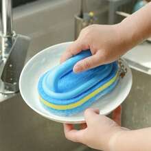 Triple-Thickness Design Special Fiber Brush Handle Cleaning Brush Sponge - Thickened Kitchen Scrubber For Pots, Dishes, And Stain Removal