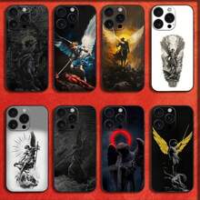 Funda de Teléfono Compatible con  16,15,14,13,12,11,Pro,XS,Max,XR,Plus,E,Mini Negra Antigolpes Cool Archangel Michael Cross, Funda Compatible con  17,  17 Pro,  17 Pro Max - z4 - Ver 1