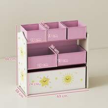 AIYAPLAY Estantería Infantil para Juguetes, con 6 Cajas Extraíbles de Tela no Tejida, Organizador de Juguetes de 3 Niveles, para Habitación Infantil, Sala de Juegos, Guardería, 63x30x66 cm, Rosa - Rosa - Ver 3