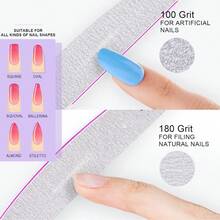 Canvalite 10 PCS Nail File Professional Nail Files Reusable Double Sided Emery Board(100/180 Grit) Nail Styling Tools For Home And Salon Use Christmas Gifts For Women - Nửa vầng trăng - Xem 2