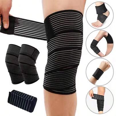 1PC Extra Long Elastic Knee Wrap Compression Bandage Brace Support For Legs,Stabilising Ligaments, Squat,Basketball,Running