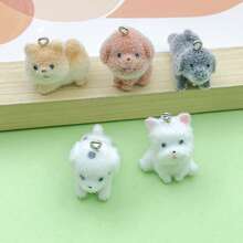2/5 件可爱树脂柯基犬泰迪兔雕像饰物，带毛绒树脂 3D 动物吊坠，适用于 DIY 钥匙扣手链项链耳环珠宝制作工艺品配件 - 白色 - 查看 17
