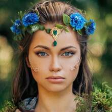 Fairy Flower Leaf Crown For Women Elven Princess Tiara Elf Headpiece For Halloween Costume Cosplay Photoshoot Wedding