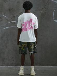 Manfinity  Camiseta de gran tamaño con estampado completo (cuello ancho) - Fabricación por encargo - Albaricoque - Ver 2