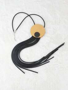 MARLIWOO Exaggerated Tassel Pendant Necklace - Black - View 5