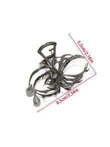 2 件装女士纯色万圣节个性化骷髅和爪子金属合金大号发夹，适合节日和日常使用，爪夹秋冬发饰，适合女士度假装