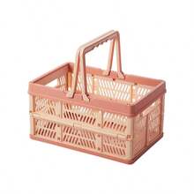 1 قطعة صندوق قابل للطي مع مقبض، صندوق تخزين متعدد الوظائف وسلة فرز، سلة تخزين للسيارة، للمطبخ والحمام والأدوية، متوفر بأربعة ألوان