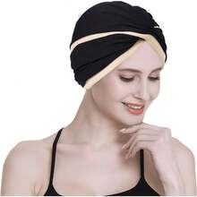 2 Pieces Turbans For Women, Soft Pre Tied Knot African Turban Head Wraps Chemo Headwear Pleated Beanie Cap Sleep Hat Hair Loss Hat Chemo Cancer Cap For Women - 1 - 查看 4