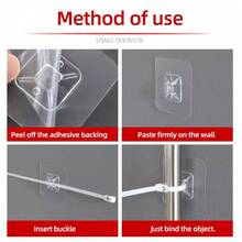 20 abraçadeiras de fixação sem furadeira, suporte de fixação transparente + abraçadeira ajustável, pode consertar móveis inclinados, cabos, abraçadeiras de armazenamento de cozinha