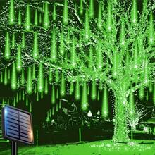 1 طقم / 8 قطع أضواء دش النيزك بالطاقة الشمسية، أضواء ستارة LED، دش نيزكي رومانسي، أضواء دش نيزكي متلألئة، 4 ألوان، حديقة خرافية، مناسبة لديكور الحفلات والحديقة والفناء والمنزل والخارج والغرفة، أضواء جنية مقاومة للماء، عنصر ديكوري ذو جو رومانسي!