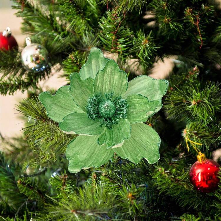 Artificial Christmas Flower Insert Festive Tree Vase Decoration Picks For DIY Craft Wreath Home Holiday Decor - Green - View 3