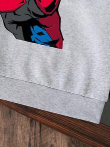 Tecknat mönster långärmad casual varm tröja för ung pojke