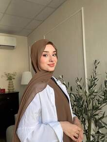 2pcs Muslim Women Solid Color Tube Cap + Chiffon Scarf Set, Islamic Hijab Scarves Combo, Elastic Undercap & Chiffon Scarf Casual Outfit