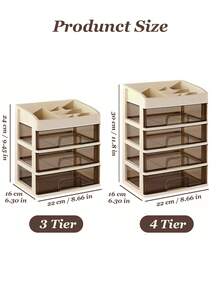 Stackable Clear Makeup Organizers, Display Cosmetic Organizer & Makeup Drawer Organizer, Skincare Organizer, Bathroom Counter Organizer, Cosmetic Storage For Dresser Countertop, Easy Storage For Lipstick, Vanity Organizer With Drawers For Cosmetics, Skincare, Brushes, Perfume, Ideal For Vanity, Desk, Office, Bathroom, Home Decor - 卡其色 - 查看 7