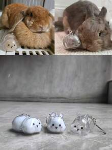1pc Rabbit Hair Storage Holder Transparent Keychain, Pet Hair Collection Commemorative Rabbit Shaped Gashapon Pendant