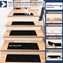 1/7/15 szt. antypoślizgowa mata na schody z samoprzylepnym spodem, antypoślizgowa mata na schody, dywan, schody, dywan, stopnie, antypoślizgowy klej, zmywalna i wielokrotnego użytku, dla osób starszych i zwierząt domowych, dekoracyjne nakładki na schody na każdą porę roku, zimowe ocieplające maty na schody, zapobiegające poślizgowi zwierząt domowych i osób starszych, dekoracyjne wymiary schodów: 20*76 cm / 7,9*29,9 cala - 55*19 cm / 21,65*7,5 cala