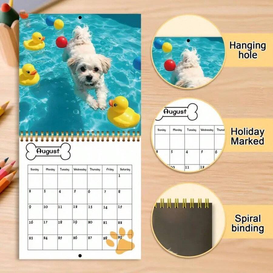 2026 Desktop Elegant Calendar - Monthly And Daily Planner With Cute Dog Illustration, Portable Time Organizer For Home And Office, Perfect Gift For New Year, Halloween, Christmas, Birthdays, And Other Festive Occasions