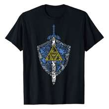 Zelda Hylian Shield Element Icons Graphic T-Shirt T-Shirt - màu đen - Xem 1