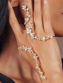 خاتم للأصابع مرصع بالراين قطعة واحدة للنساء، بسيط ومتعدد الاستخدامات