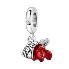 CYCUFF 1 pieza Colgante de cangrejo ermitaño rojo de vida marina chapado en plata para hacer pulseras, collares y joyería DIY, apto como regalo de cumpleaños para mujeres