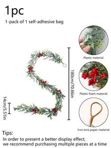 1 Stück künstliche rote Frucht Schleifen Girlande Dekoration, nordischer Stil Weihnachts Heim Wohnzimmer Kamin Atmosphäre Dekoration, Heim Fenster Ausstellung Festival Wohnzimmer Hängende Dekoration, Eingangsbereich, Büro Weihnachtsdekoration Heim Dekor Weihnachtsdekorationen Raumdekoration Winter