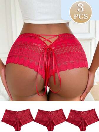 3 pezzi/Set Perizoma sexy in pizzo per donna