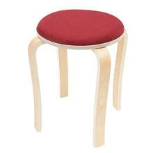 8-Piece Solid Wood Round Stools - Stackable Padded Seating With Soft Surface - Space Saving Nesting Design For Home & Events - Natural Finish Wooden Stools With Comfort Cushion - Set Of 8 Circular Stools For Flexible Seating - 黃色,褐色,咖哩色,綠色,紫色,紅色,藍色,橘色 - 查看 9
